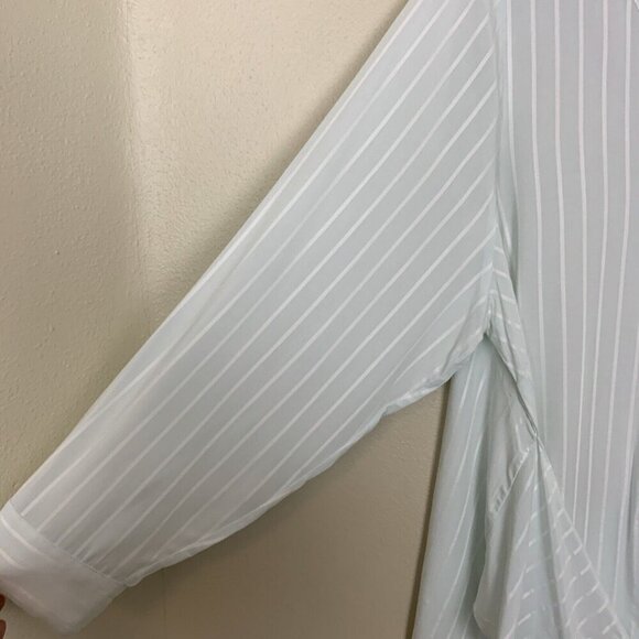 Lane Bryant Womens Top 22 24 Long Sleeve Wrap Tie Green Rayon Stripe NEW Shirt - Picture 9 of 16